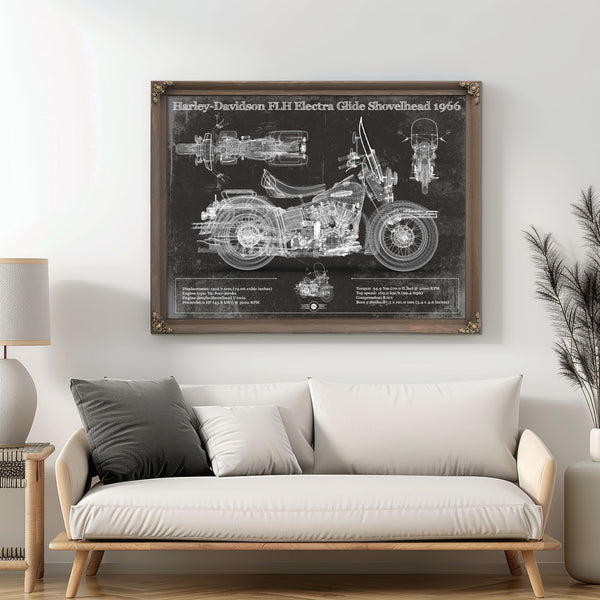 Harley-Davidson FLH Electra Glide Shovelhead 1966 Motorcycle Patent Print