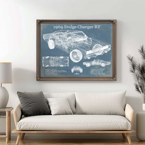 1969 Dodge Charger R/T Blueprint Vintage Auto Print