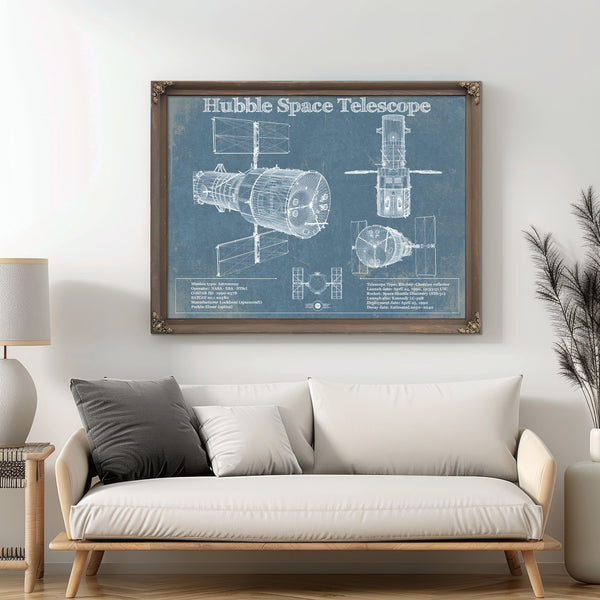 Hubble Telescope Blueprint Wall Art