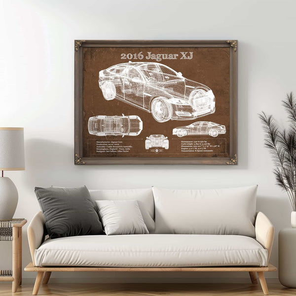 2016 Jaguar XJ Car Original Blueprint Art