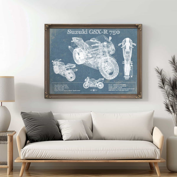 Suzuki GSX R750 Blueprint Motorcycle Patent Print