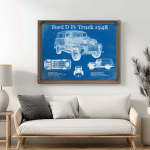 Ford D F1 1948 Truck Vintage Blueprint Auto Print
