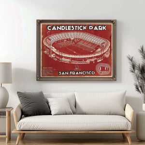 San Francisco 49ers - Vintage Candlestick Park Football Print