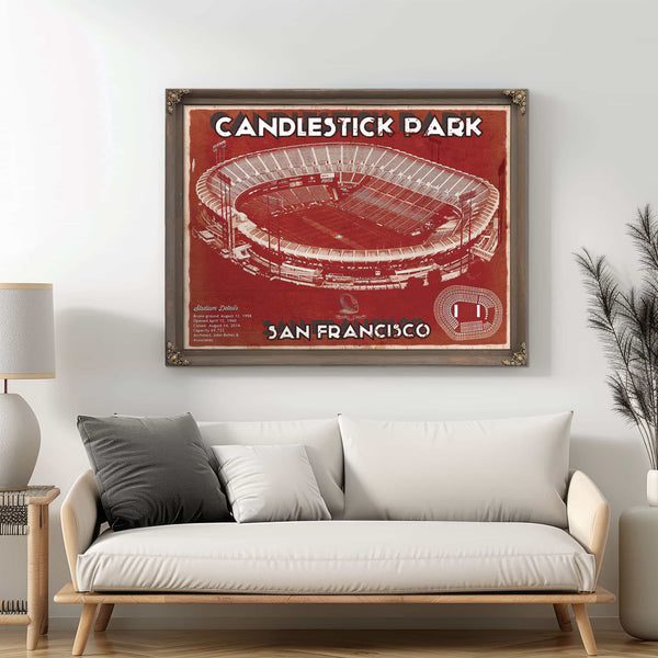 San Francisco 49ers - Vintage Candlestick Park Football Print