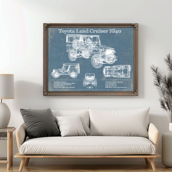 Toyota Land Cruiser FJ40 Blueprint Vintage Auto Print