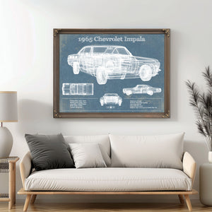 1965 Chevrolet Impala Blueprint Vintage Auto Print
