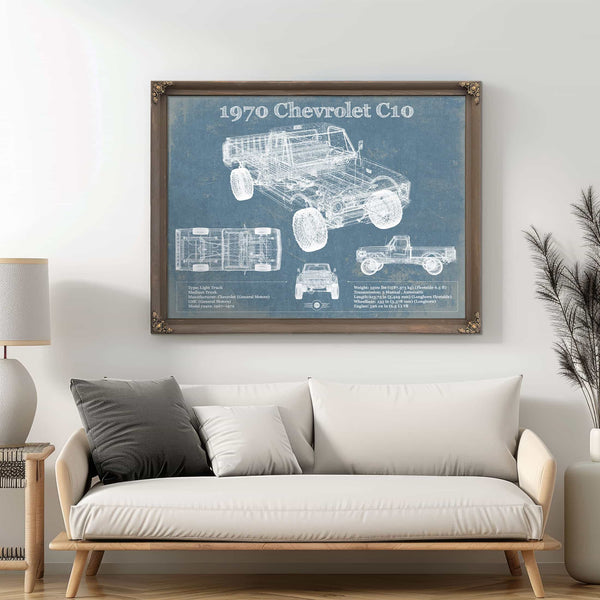 1970 Chevrolet C10 Pickup Vintage Blueprint Auto Print
