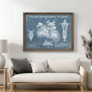 Ducati Streetfighter V4 2020 Blueprint Motorcycle Patent Print