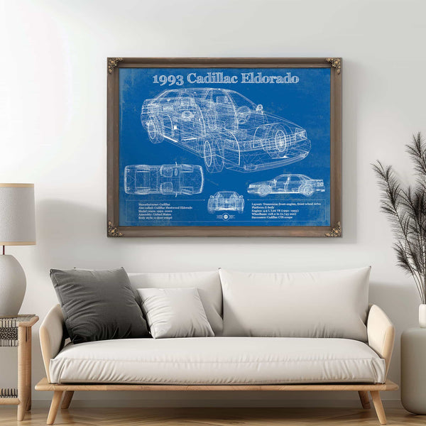 1993 Cadillac Eldorado Coupe Vintage Blueprint Auto Print