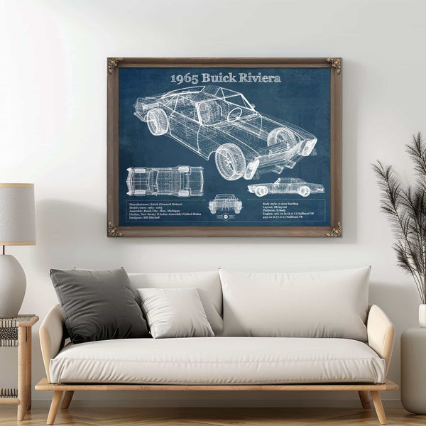 1965 Buick Riviera Vintage Blueprint Auto Print