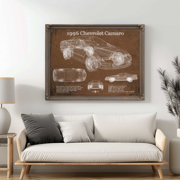 1996 Chevrolet Camaro Vintage Blueprint Auto Print