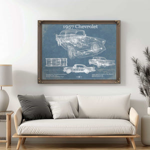 1957 Chevrolet Bel Air Sport Coupé Blueprint Vintage Auto Print