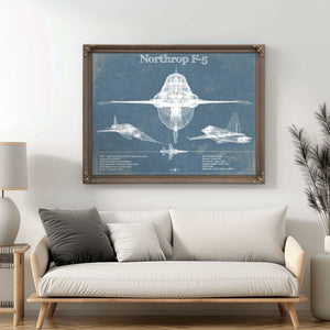 Northrop F-5 Aircraft Blueprint Original Military Wall Art