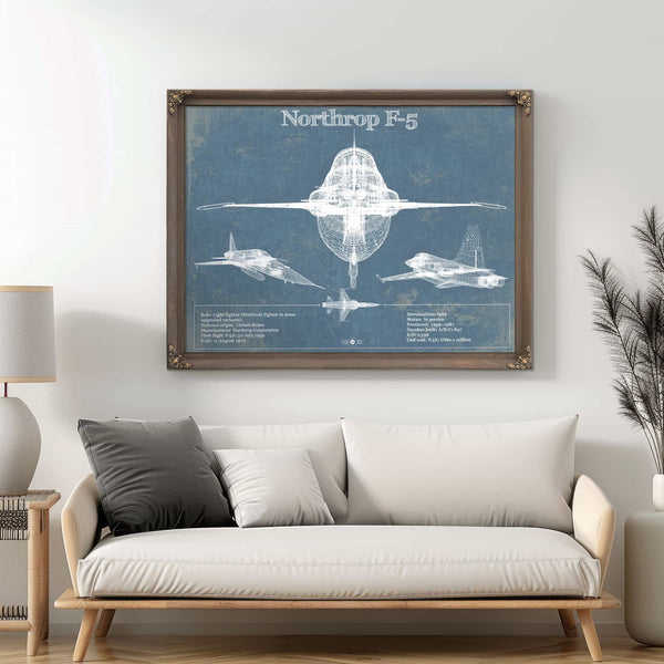 Northrop F-5 Aircraft Blueprint Original Military Wall Art