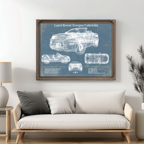 Land Rover Evoque Cabriolet Blueprint Vintage Auto Print