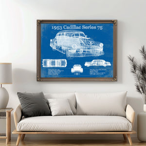 1953 Cadillac Series 75 Vintage Blueprint Auto Print