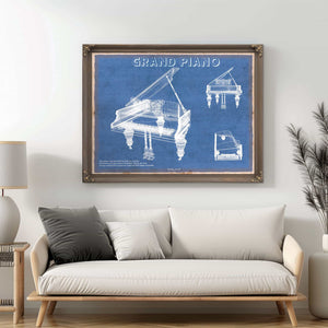 Grand Piano Musical Instrument Original Blueprint Art