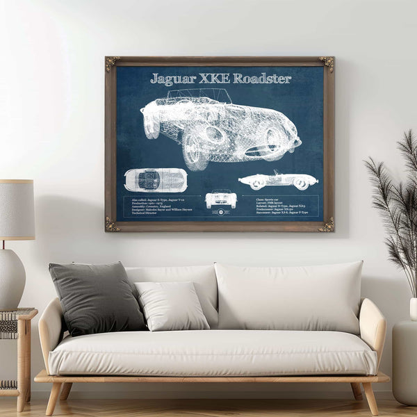 Jaguar XK-E Roadster Original Blueprint Art