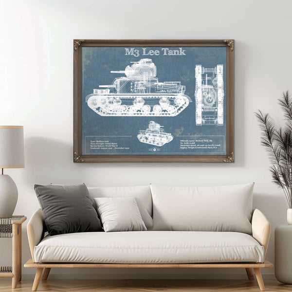 Medium Tank, M3 Lee Vintage Blueprint Print