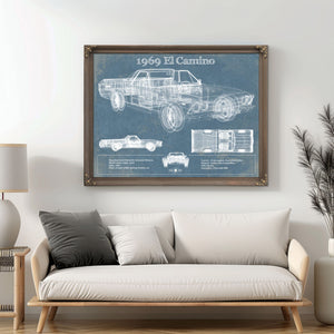 1969 El Camino Vintage Blueprint Auto Print