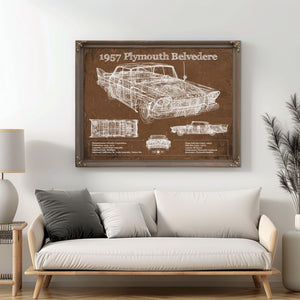 1957 Plymouth Belvedere Vintage Blueprint Auto Print