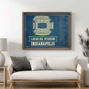 Indianapolis Colts Lucas Oil Stadium Blueprint - Vintage Football Print