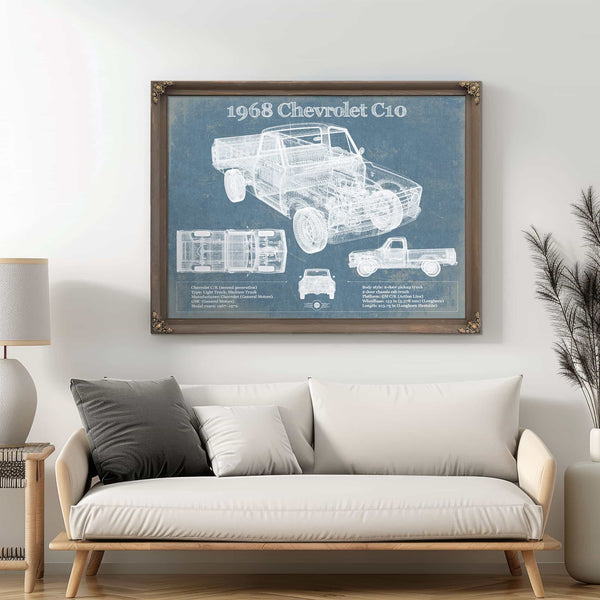 1968 Chevrolet C10 Pickup Fleet Side Truck Vintage Blueprint