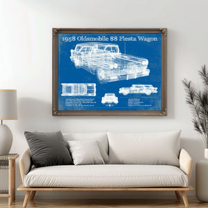 1958 Oldsmobile 88 Fiesta Wagon Vintage Blueprint Auto Print