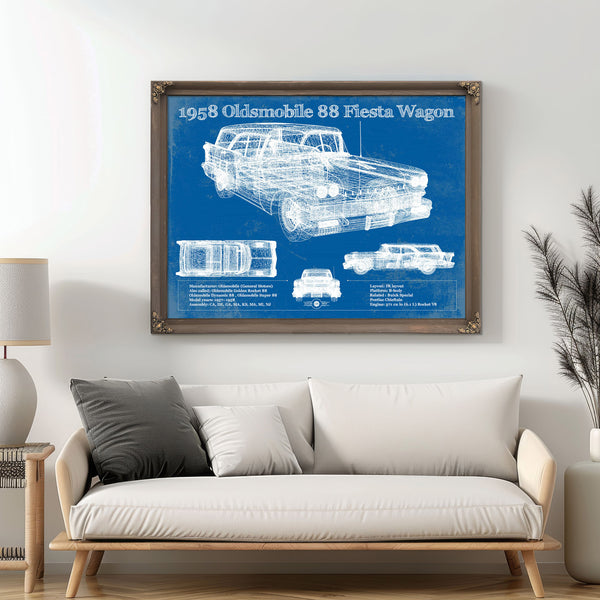 1958 Oldsmobile 88 Fiesta Wagon Vintage Blueprint Auto Print