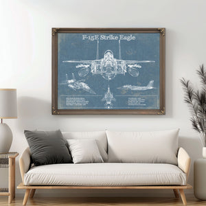 McDonnell Douglas F-15E Strike Eagle Vintage Aviation Blueprint Military Print - Custom Name and Squadron Text