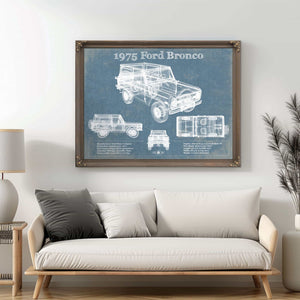 1975 Ford Bronco Vintage Blueprint Auto Print