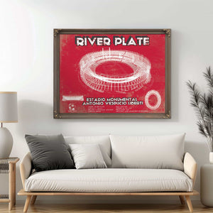 River Plate Estadio Monumental Antonio Vespucio Liberti Team Color Blueprint Soccer Print