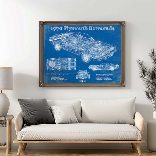 1970 Plymouth Barracuda Original Blueprint Art