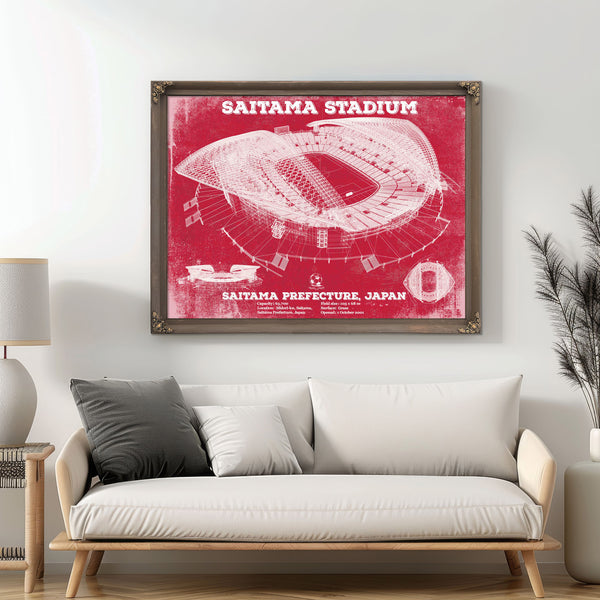 Japan National Football Team Red Saitama Stadium Soccer Print
