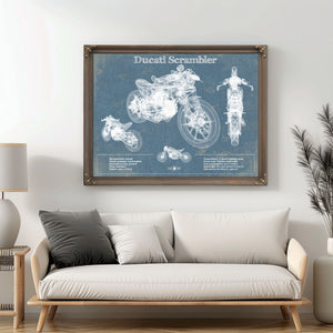 Ducati Scrambler Vintage Blueprint Motorcycle Patent Print