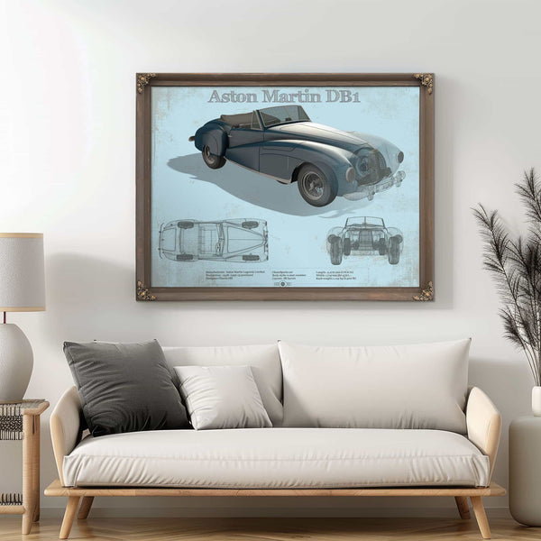 Aston Martin DB1 Blueprint Vintage Auto Print