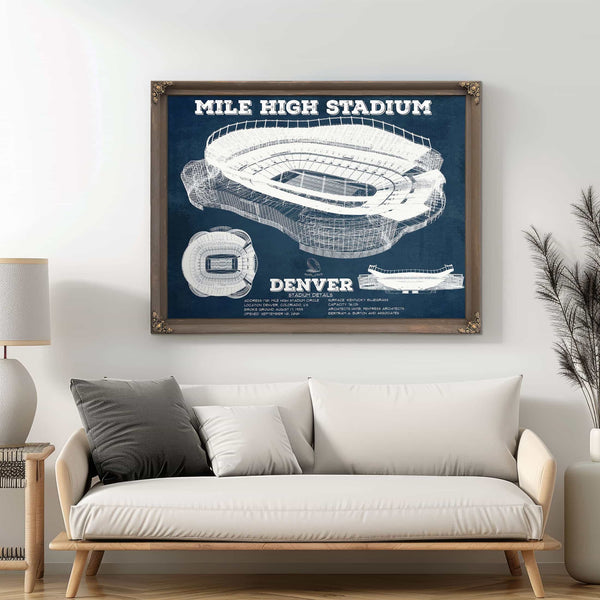 Vintage Denver Broncos Mile High Stadium Football Print
