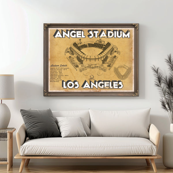 Los Angeles Angels - Angel Stadium Vintage Seating Chart Baseball Print