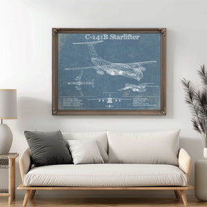 C-141B Starlifter Vintage Aviation Blueprint Military Print