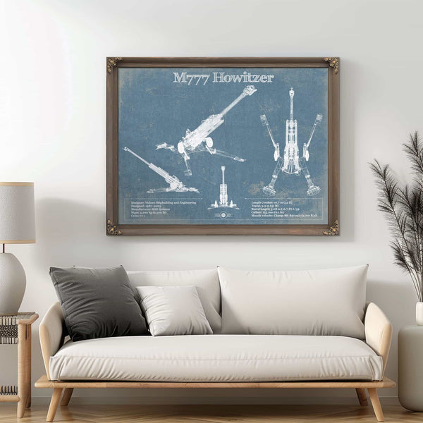 M777 155mm Howitzer Blueprint Vintage Military Print