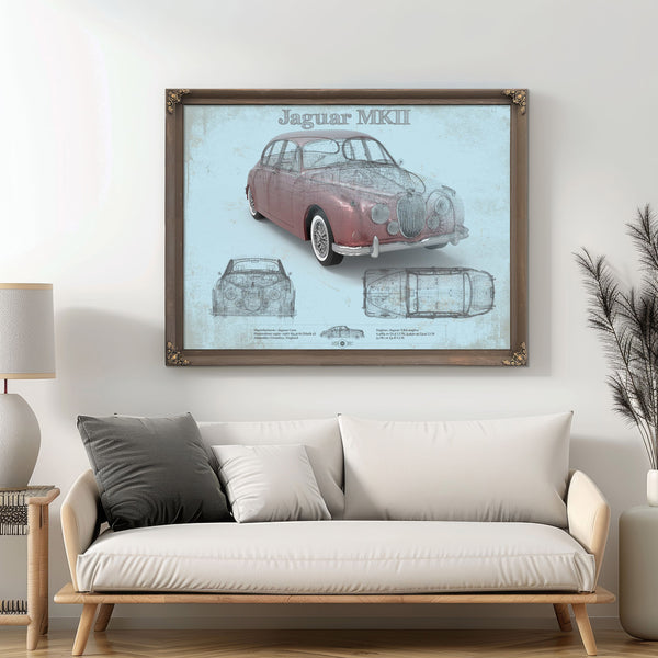 Jaguar Mark 2 MKII Car Original Blueprint Art