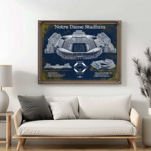 Notre Dame Stadium 2021 Version Team Color Vintage Art Print