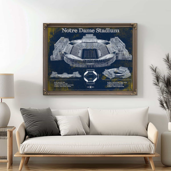 Notre Dame Stadium 2021 Version Team Color Vintage Art Print
