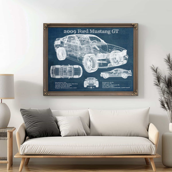 2009 Ford Mustang GT Original Blueprint Art