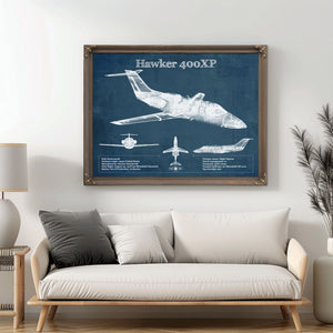 Hawker 400XP Vintage Blueprint Airplane Print