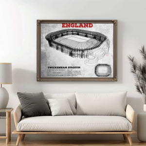 England Rugby - Vintage Twickenham Stadium Print