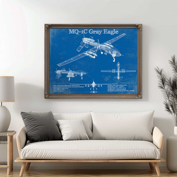 UAV MQ-1C Gray Eagle Vintage Aviation Blueprint Military Print
