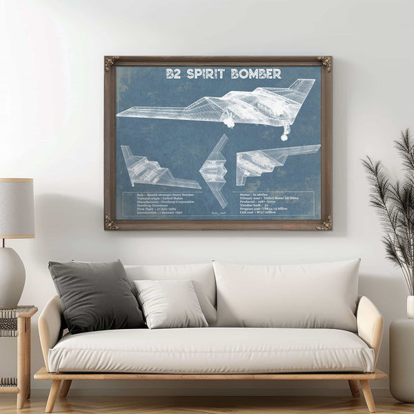 B2 Bomber Patent Blueprint Original Design Wall Art