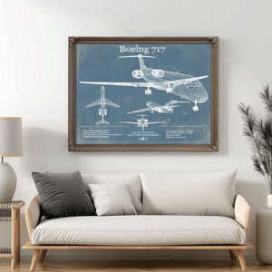 Boeing 717 Vintage Aviation Blueprint Print - Custom Pilot Name Can Be Added