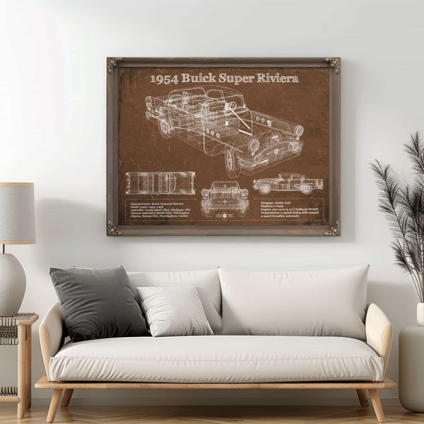 1954 Buick Super Riviera Vintage Blueprint Auto Print